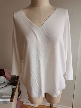 Classic White V-Neck Women's Sweater